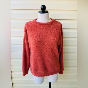 Wonderly Rust Orange Textured Crewneck Pullover Sweater Women's Size S
